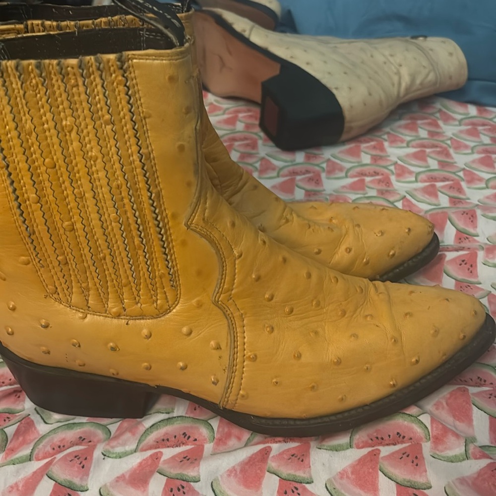 Genuine ostrich leather booties